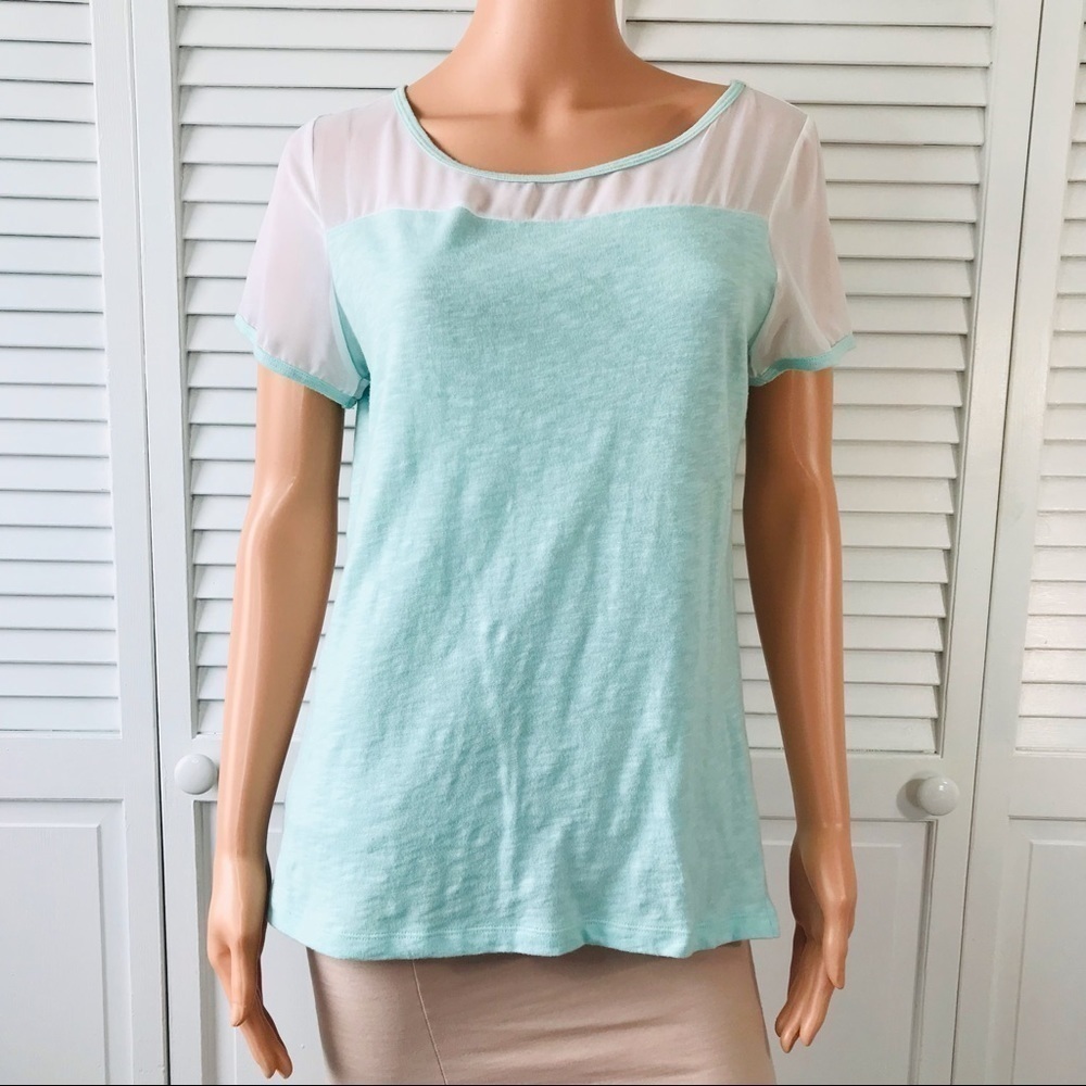 2/$25 LIZ CLAIBORNE Aqua Short Sleeve Shirt Size Medium